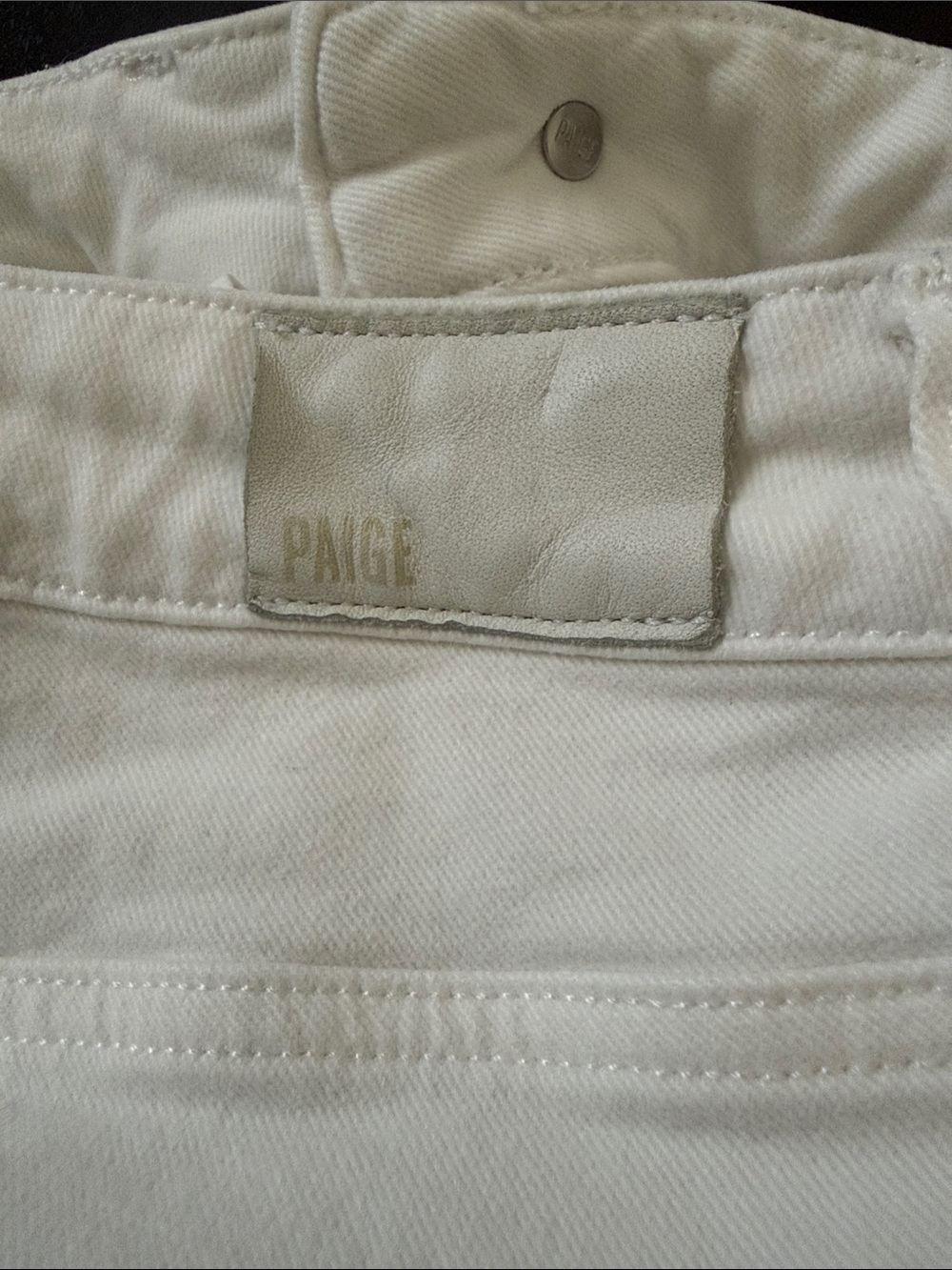 PAIGE White Distressed Straight-Leg Jeans - Picture 13 of 13